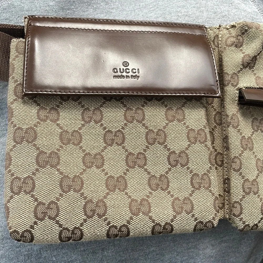 GUCCI GG Vintage Double Belt Bag Monogram